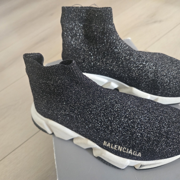 Balenciaga Black Glitter Sock Sneakers